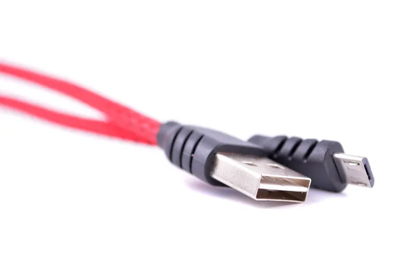 Usb Cable Carga Móvil Aislado Sobre Fondo Blanco — Foto de Stock