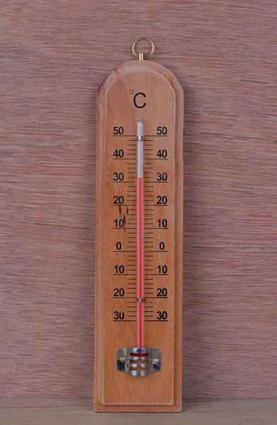 brown wooden thermometer indoor