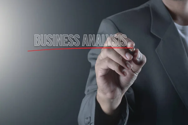 Hand of Business man skriva eller skriva text Business News — Stockfoto