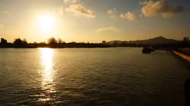 Prachtige Blauwe Zee Bij Zonsondergang Achtergrond — Stockvideo