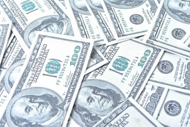 Amerikan doları dokusu. Yüz dolarlık banknotların arka planı