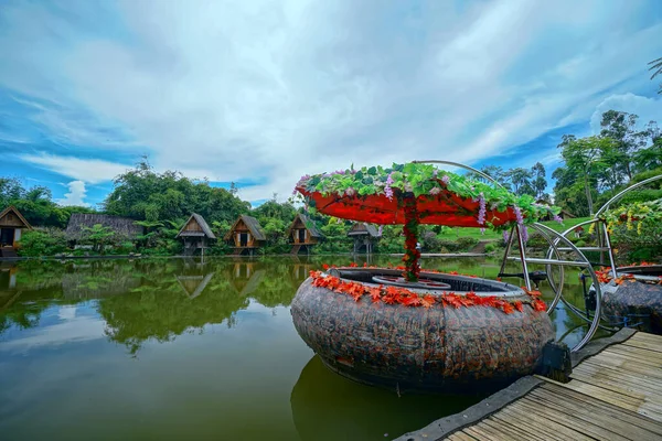 Small Houses Terrace Lake Lembang Indonesia — Stock Photo, Image