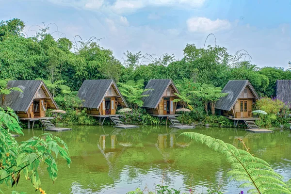 Small Houses Terrace Lake Lembang Indonesia — Stock Photo, Image