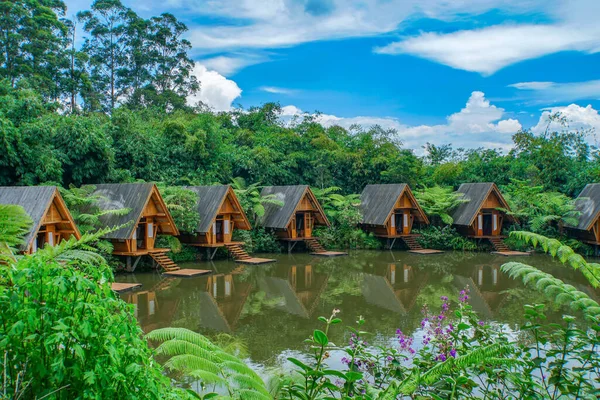 Small Houses Terrace Lake Lembang Indonesia — Stock Photo, Image