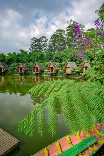 Small Houses Terrace Lake Lembang Indonesia — Stock Photo, Image