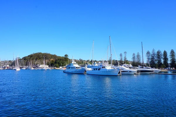 Boten Sydney Harbour Met Blauwe Luchten — Stockfoto