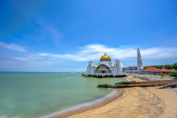 Malacca Szoros Mecset Masjid Selat Melaka Malacca Malajzia — Stock Fotó