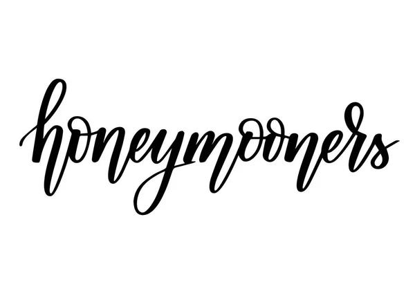 Ρομαντικό μήνα του μέλιτος διάνυσμα ευτυχισμένη νεόνυμφο ζευγάρι γραμμάτων — Διανυσματικό Αρχείο