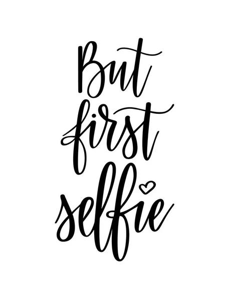 Pero furst selfie vector divertido letras de redes sociales — Archivo Imágenes Vectoriales