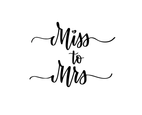 Miss a la señora dulce boda despedida de soltera caligrafía diseño — Vector de stock