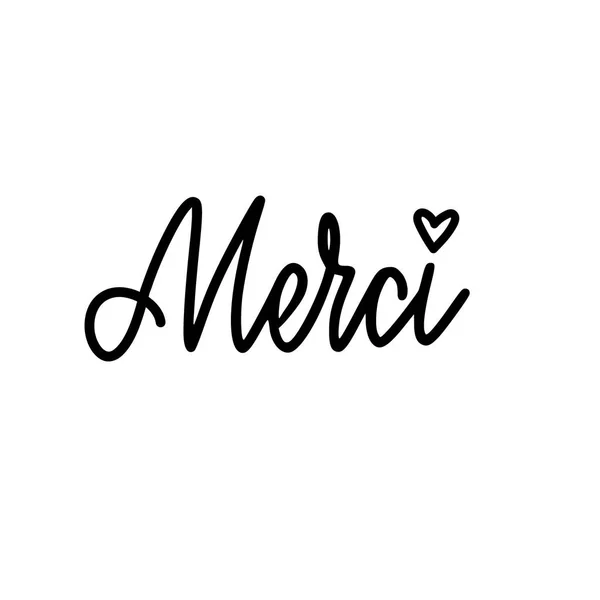 Calligraphie vectorielle design merci en français. Lettrage Merci pour les impressions, les affiches, les bannières, les cartes — Image vectorielle