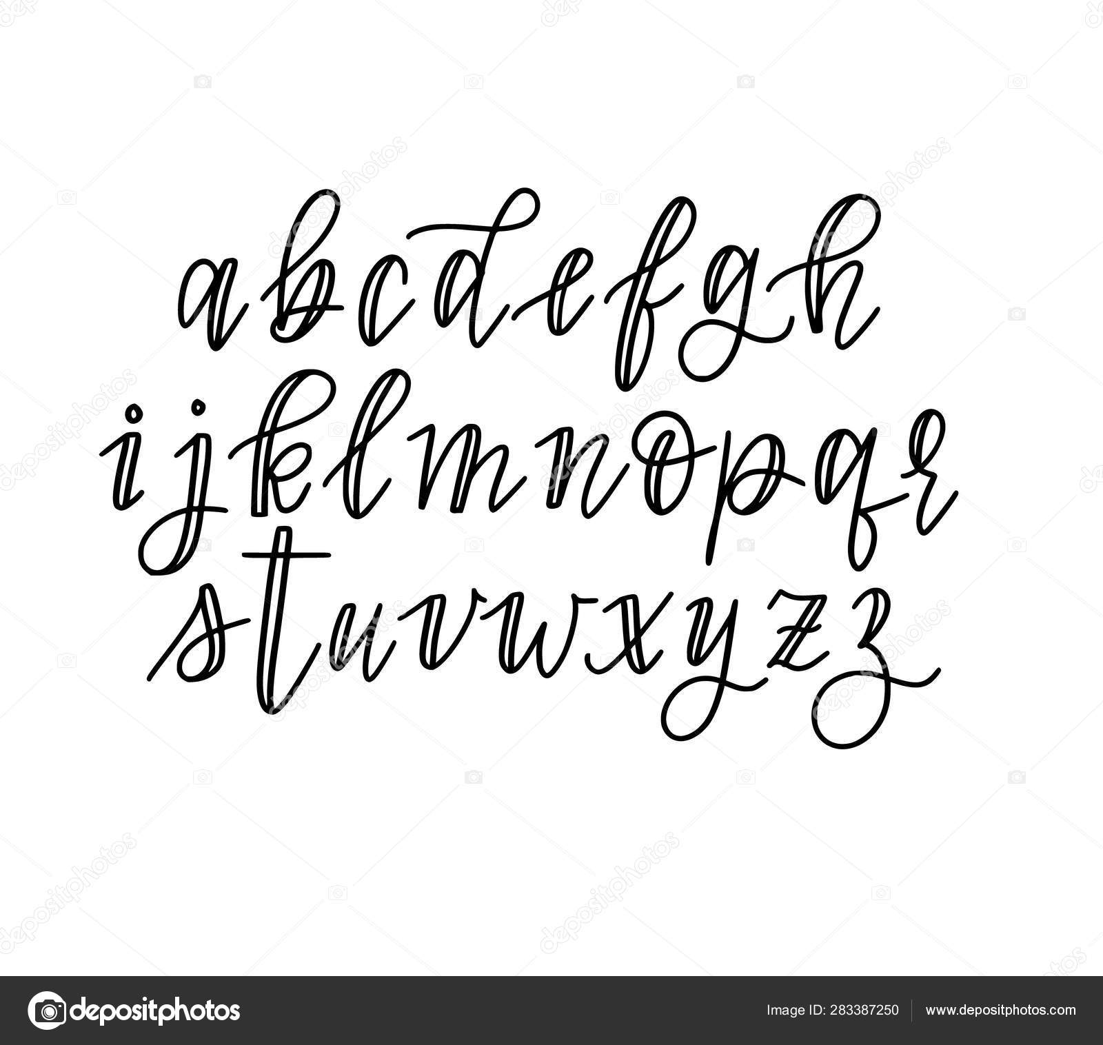 Cute hand-drawn vector faux calligraphy alphabet in lowercase. Quotes ...