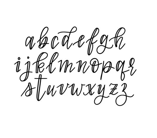 Lindo alfabeto de caligrafía falsa vectorial dibujado a mano en minúsculas. Citas, diarios, títulos — Archivo Imágenes Vectoriales