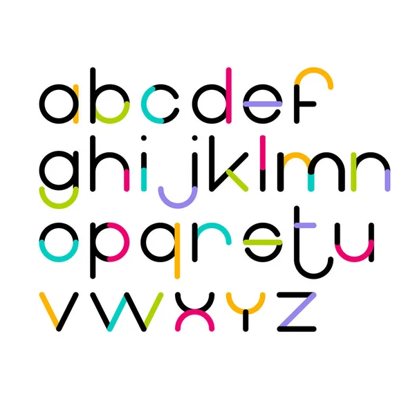 Vector modern geometric circle based caratteri lettere minuscole — Vettoriale Stock