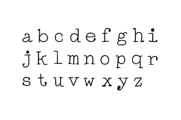 Tipo de letra estilo Typewriter. Conjunto de letras minúsculas delgadas dibujadas a mano — Vector de stock