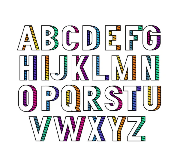 Векторный жирный конденсированный гротескный шрифт с градиентными тенями. Только прописные буквы — стоковый вектор