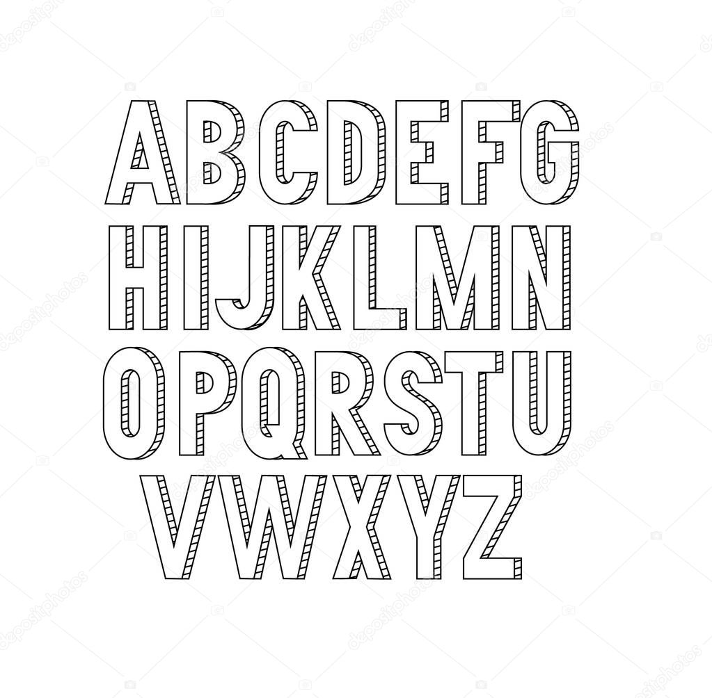 Vector bold condensed slim thin grotesque font. Uppercase letters only