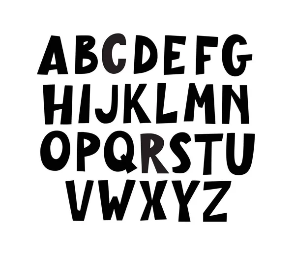 재미 있는 현대 손으로 그린 부피가 큰 낙서 대문자 알파벳. — 스톡 벡터