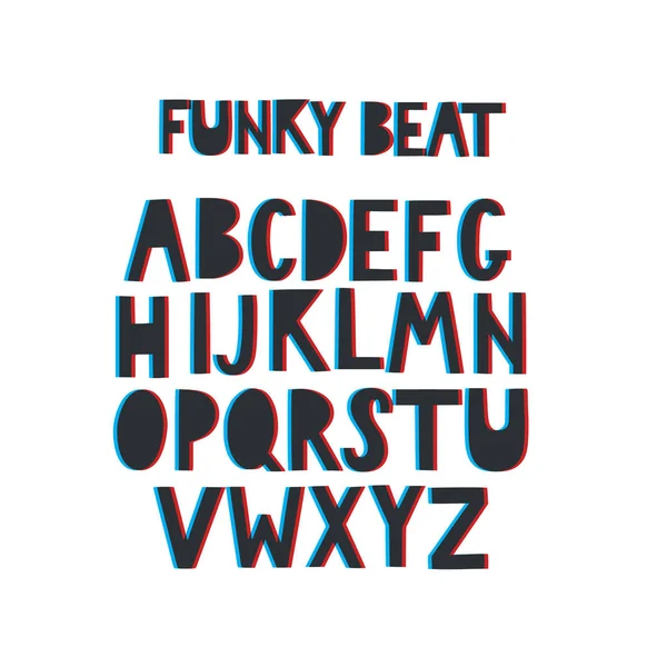 Anaglyphe stéréoscopique 3d effet film lettrage géométrique alphabet design — Image vectorielle
