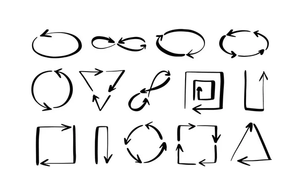 手绘箭头集。涂鸦素描风格. — 图库矢量图片