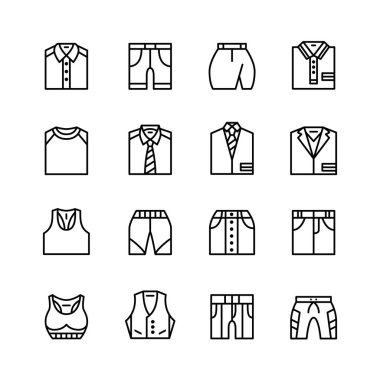 Çizgi sanatı kıyafetleri düzenlenebilir vuruş simgeleri