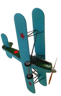 Beyaz arka planda eski bir askeri uçak.