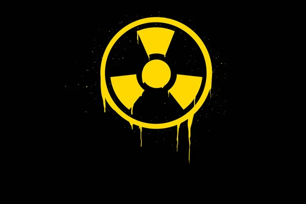 Radioaktív Figyelmeztető Tábla Sárga Kör Radioaktivitás Szimbólum Egy Figyelmeztetés — Stock Fotó