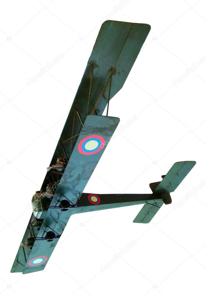 Old military plane on a white background