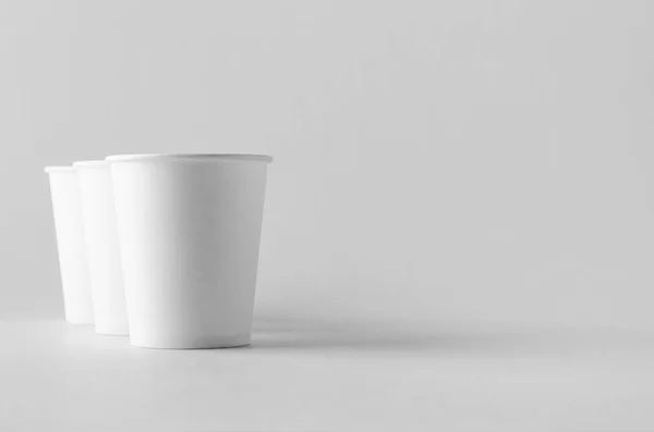 Café Blanc Tasse Papier Maquette Sans Couvercle — Photo