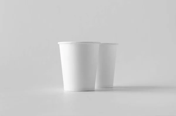 Ουγκιές Λευκό Καφέ Χαρτί Κύπελλο Mock Χωρίς Καπάκι — Φωτογραφία Αρχείου