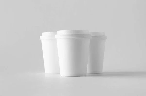 Ουγκιές Λευκό Καφέ Χαρτί Κύπελλο Μακέτα Καπάκι — Φωτογραφία Αρχείου
