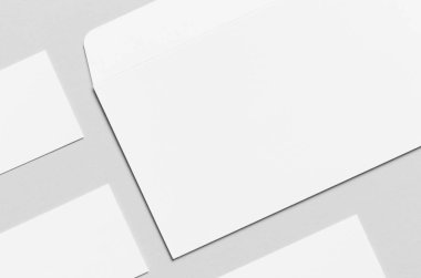 Marka / Kırtasiye Mock-Up - beyaz - Dl zarf, kayma (99x210mm), ticari kartlar (85x55mm övgü)