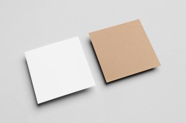 Kraft ve beyaz kare el ilanı / davet Mock-Up