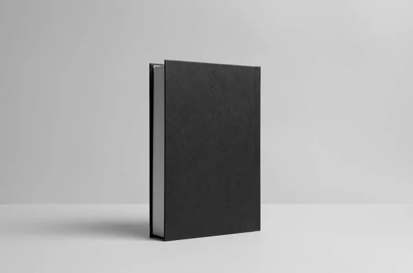 Black Hardcover Book Mock Parte Trás Fundo Parede — Fotografia de Stock