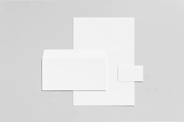 Marka / Kırtasiye Mock-Up - beyaz - Antetli kağıdı (A4), Dl zarf, iş kartı (85x55mm)