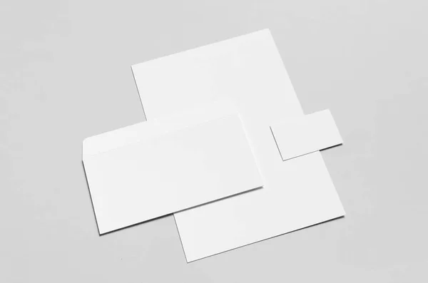 Branding Stationery Mock White Letterhead Envelope Business Card 85X55Mm — Stock Photo, Image