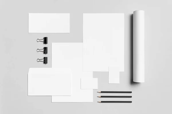 Branding Stationery Mock White Letterhead Envelope Compliments Slip 99X210Mm Business — Stock Photo, Image