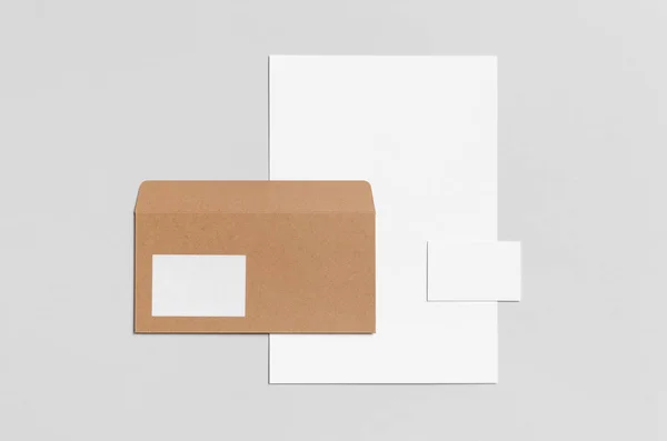 Branding Schreibwaren Attrappe Kraft White Briefpapier Umschlag Visitenkarte 85X55Mm — Stockfoto