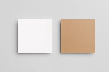 Kraft ve beyaz kare el ilanı / davet Mock-Up