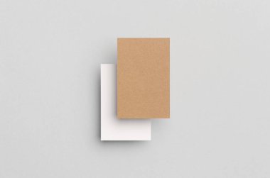 Kraft ve beyaz kartvizit Mock-Up (85x55mm)