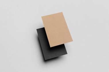 Siyah ve Kraft kartvizit Mock-Up (85x55mm)