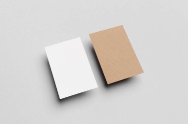Kraft ve beyaz kartvizit Mock-Up (85x55mm)