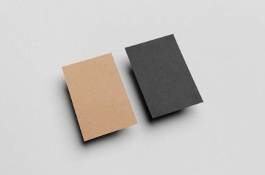 Siyah ve Kraft kartvizit Mock-Up (85x55mm)