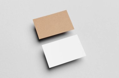 Kraft ve beyaz kartvizit Mock-Up (85x55mm)