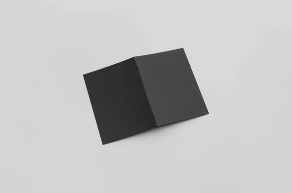 Μαύρο Σπαστό Μισή Αναδίπλωση Φυλλάδιο Μακέτα — Φωτογραφία Αρχείου