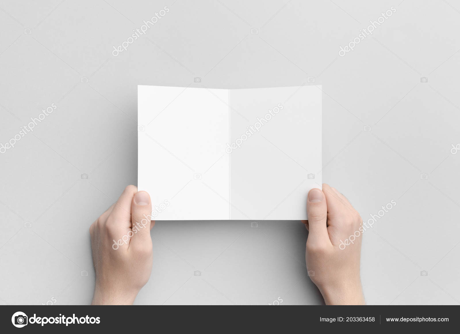 Download Fold Half Fold Brochure Mock Male Hands Holding Blank Fold Stock Photo Image By C Shablonstudio 203363458