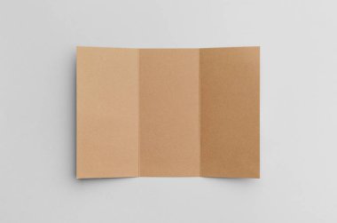 Kraft A4 üç katlı broşür Mock-Up