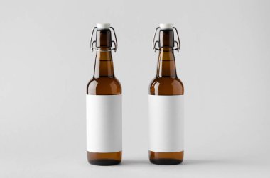 Bira şişe Mock-Up-iki şişe. Boş etiket