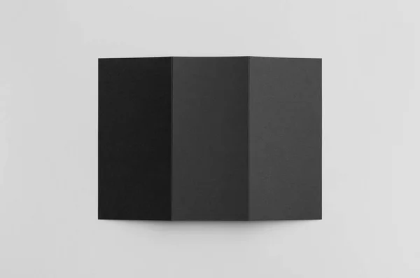 Μαύρο Τρίπτυχο Φυλλάδιο Μακέτα — Φωτογραφία Αρχείου