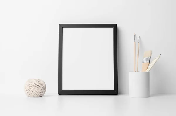 8X10 Black Frame Mock Portrait — Stock Photo, Image